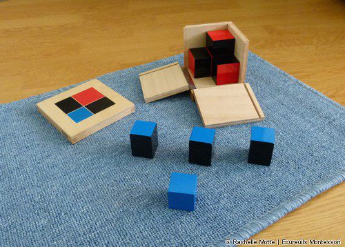 cube du binôme, activité de vie sensorielle Montessori